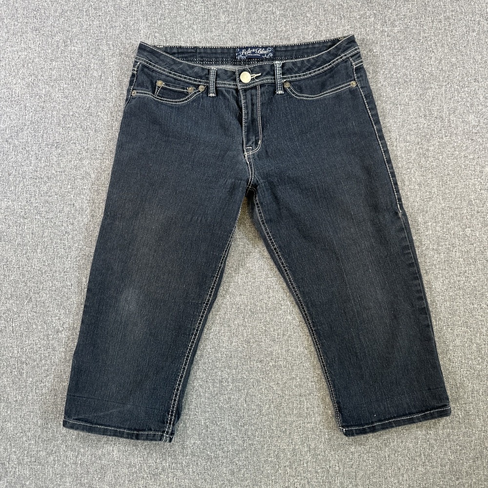 Fade To‎ Blue Womens Capri Jeans Size 12 Dark Wash Stretch Cropped Denim Pants - Picture 3 of 6